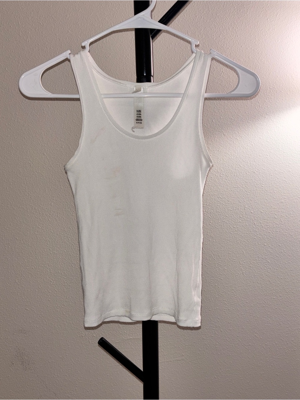 Skims White Ribbed Tank Top - Classic Scoop Neck
